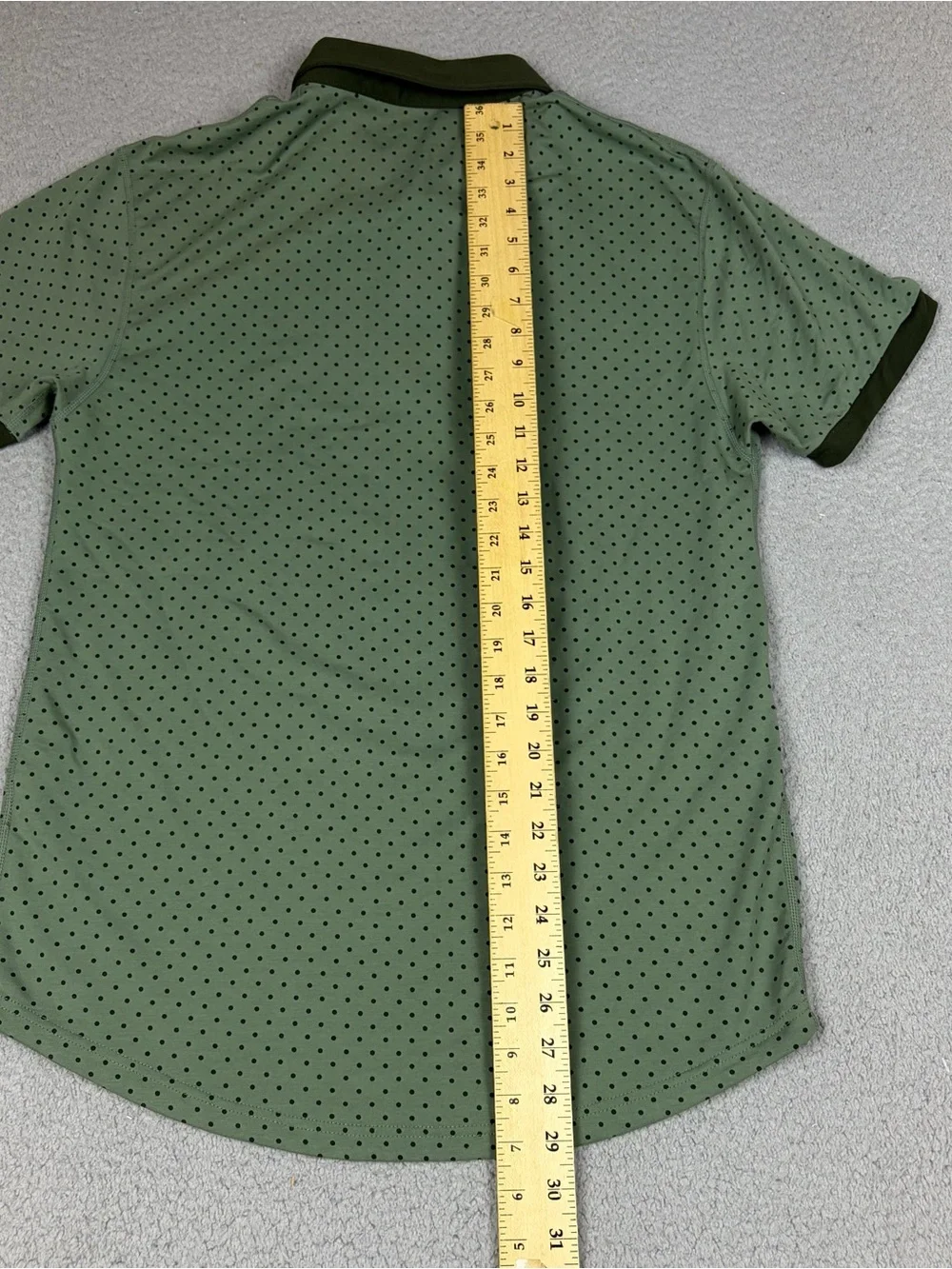 BYLT Basics Polo with Olive Green and Dark Green Trim Polka Dots Stretch - Picture 8 of 9